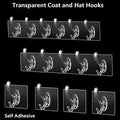 6-Row Nail-Free Transparent Wall Hooks – Self-Adhesive Traceless Hanger Digital deals