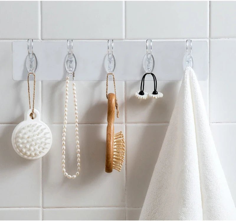 6-Row Nail-Free Transparent Wall Hooks – Self-Adhesive Traceless Hanger Digital deals