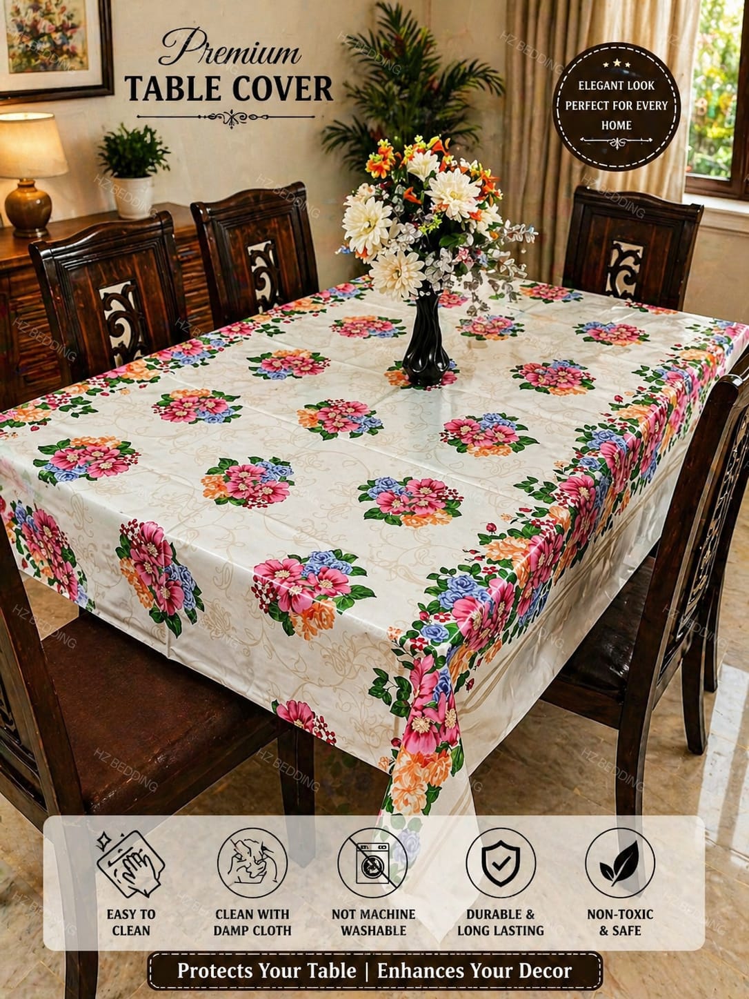 6 seater Premium Floral Table Cover HZ BEDDING