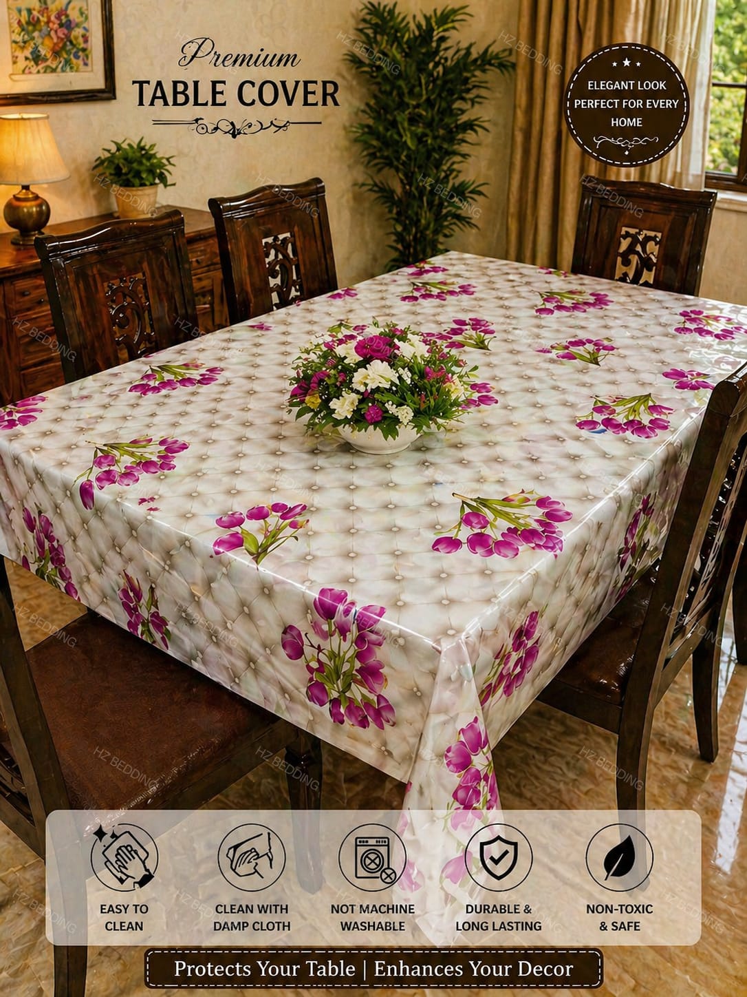 6 seater Premium Floral Table Cover HZ BEDDING