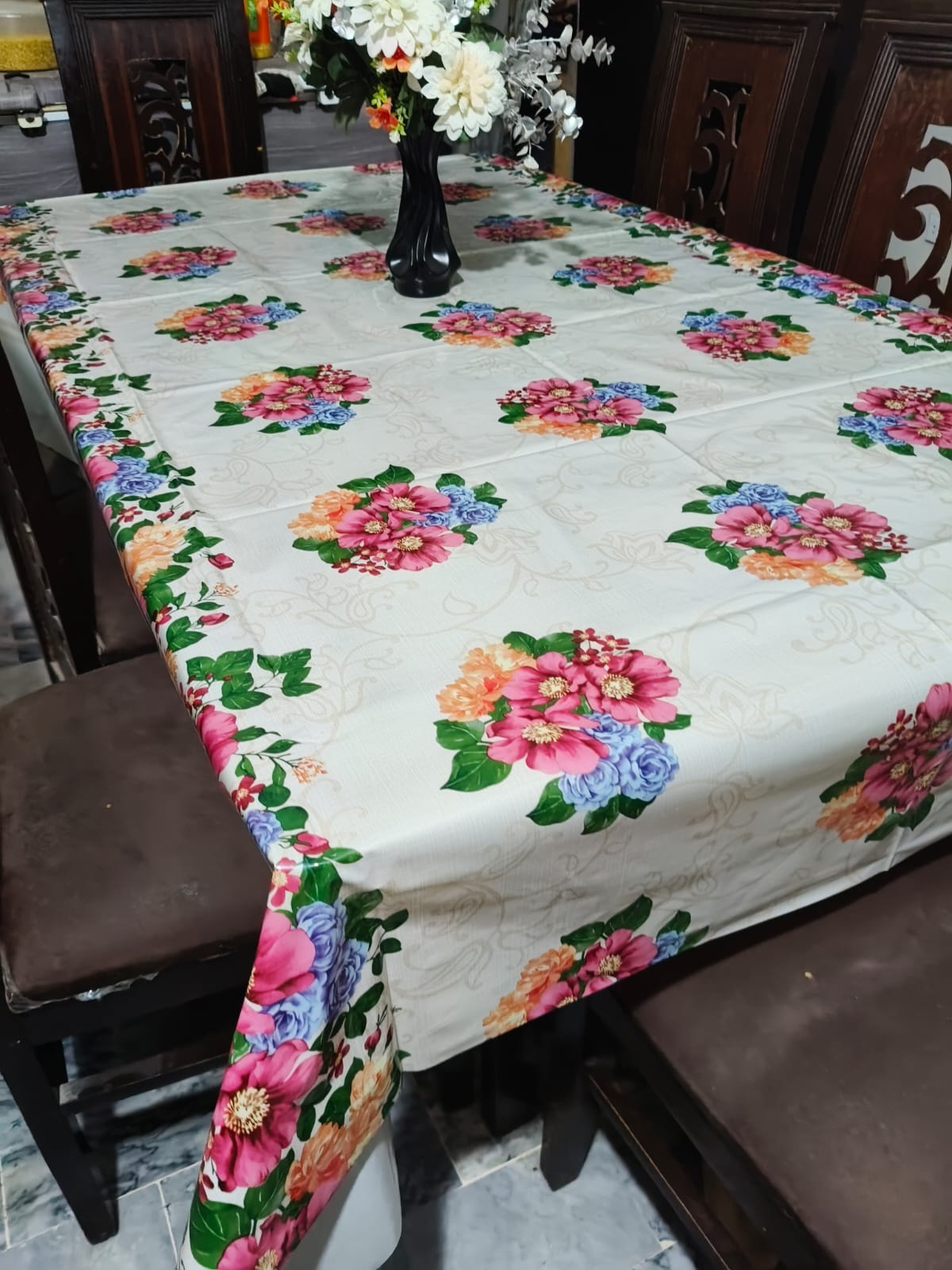 6 seater Premium Floral Table Cover HZ BEDDING