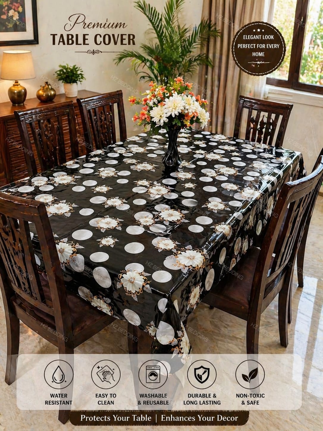 6 seater Premium Floral Table Cover HZ BEDDING