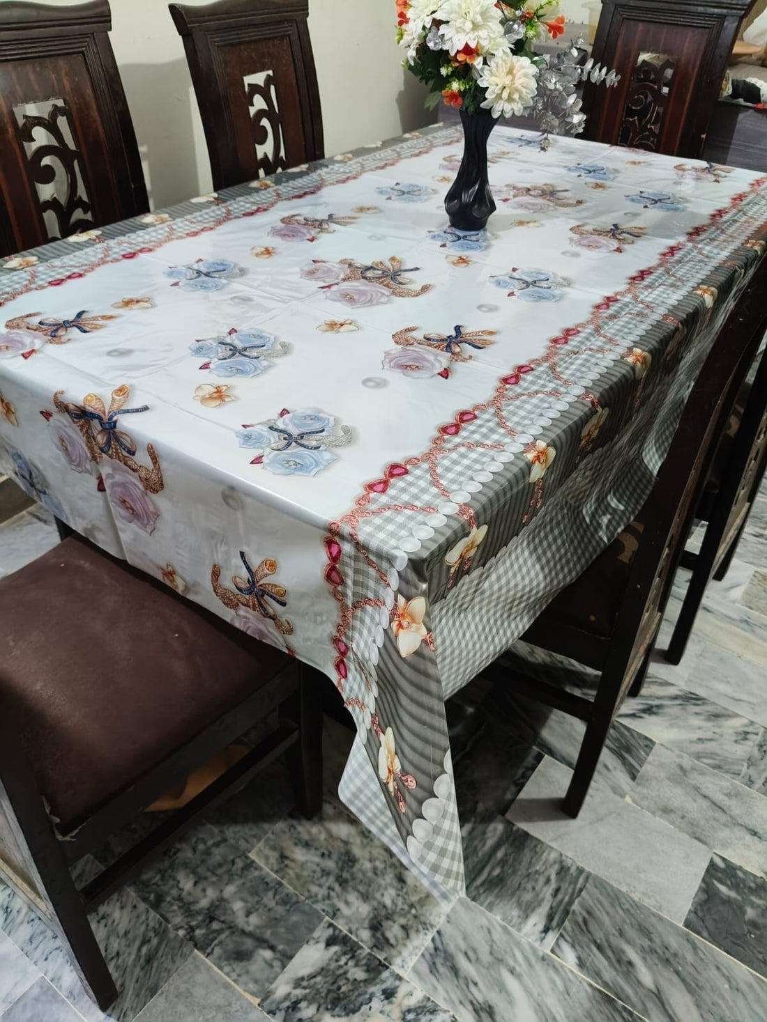 6 seater Premium Floral Table Cover HZ BEDDING