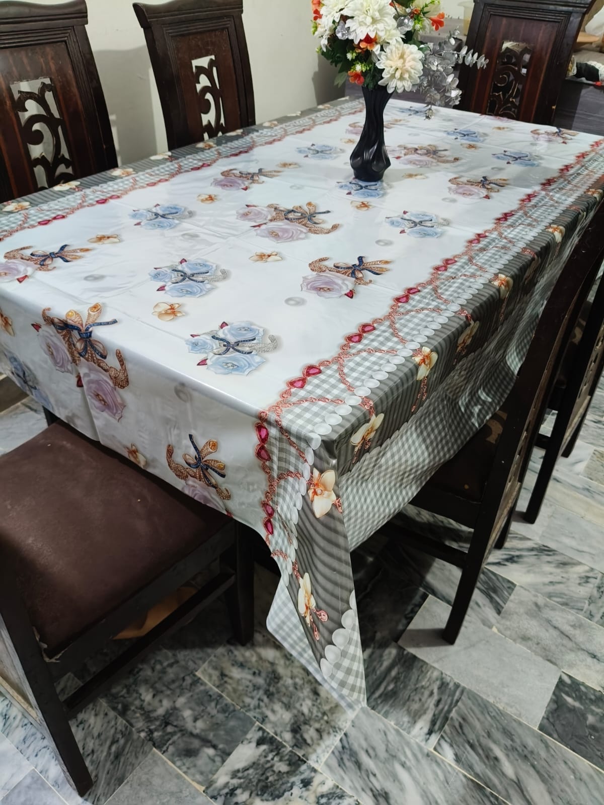 6 seater Premium Floral Table Cover HZ BEDDING