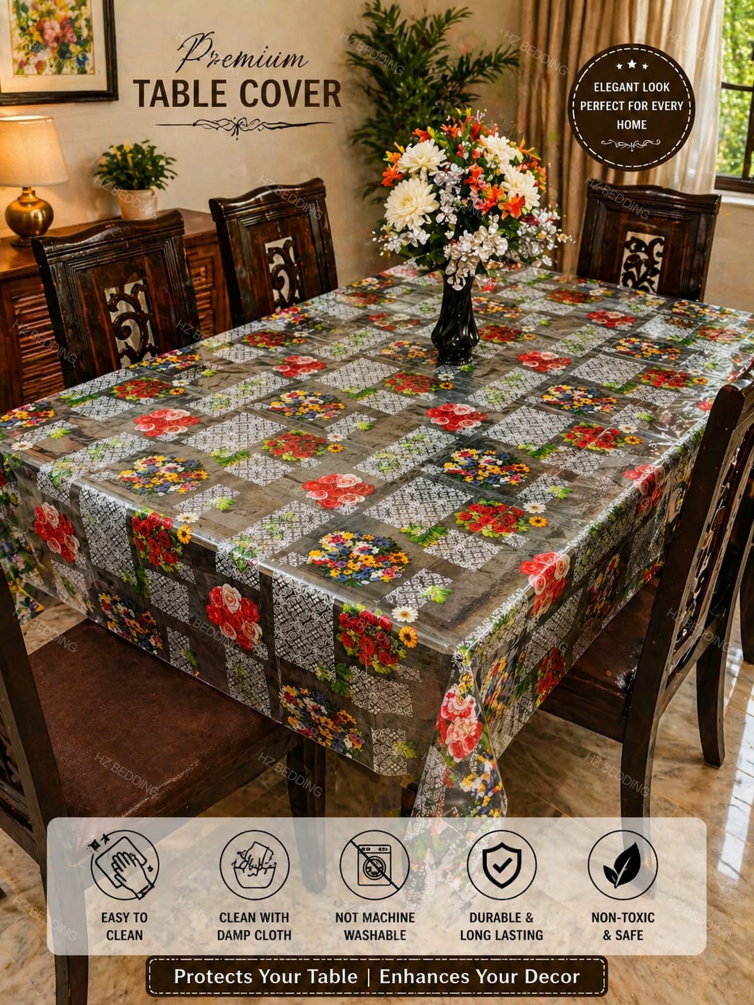 6 seater Premium Floral Table Cover HZ BEDDING