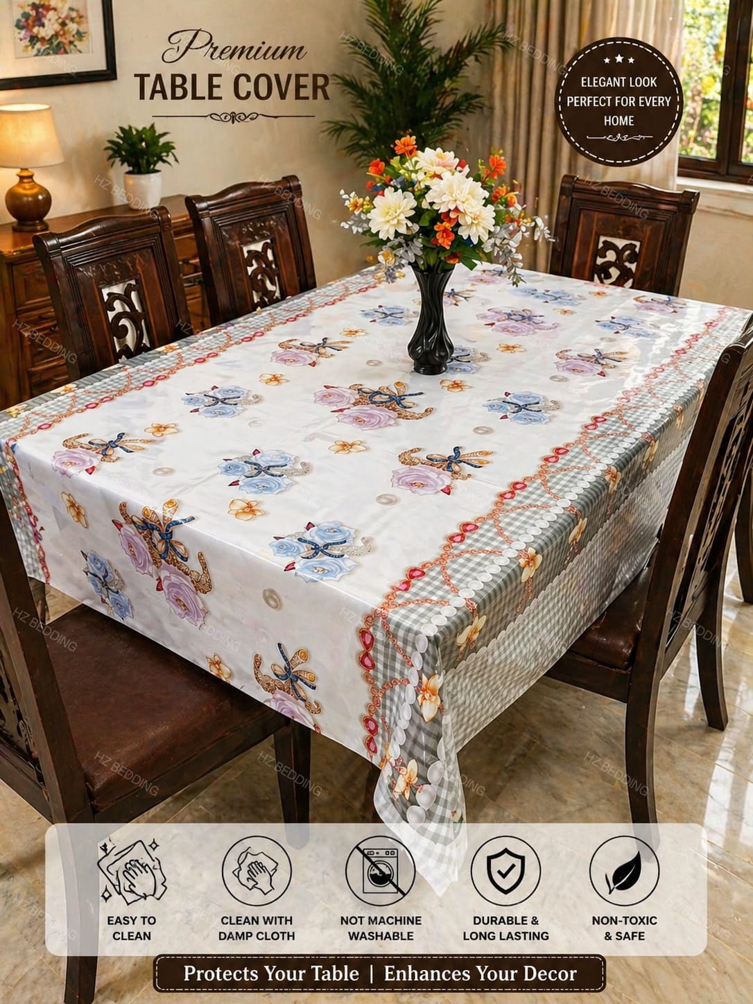 6 seater Premium Floral Table Cover HZ BEDDING