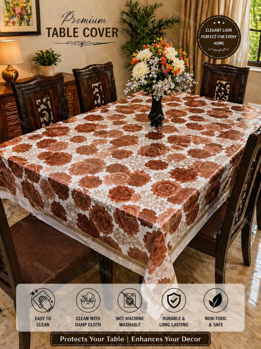 6 seater Premium Floral Table Cover HZ BEDDING