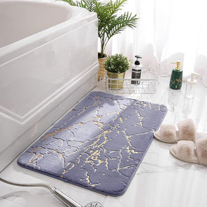 Memory Foam Bath Mat Marble Design Bathroom Rugs Super Water Absorbent Bath Mats for Bathroom Machine Washable Bath Rugs 40X60CM Marble Design
