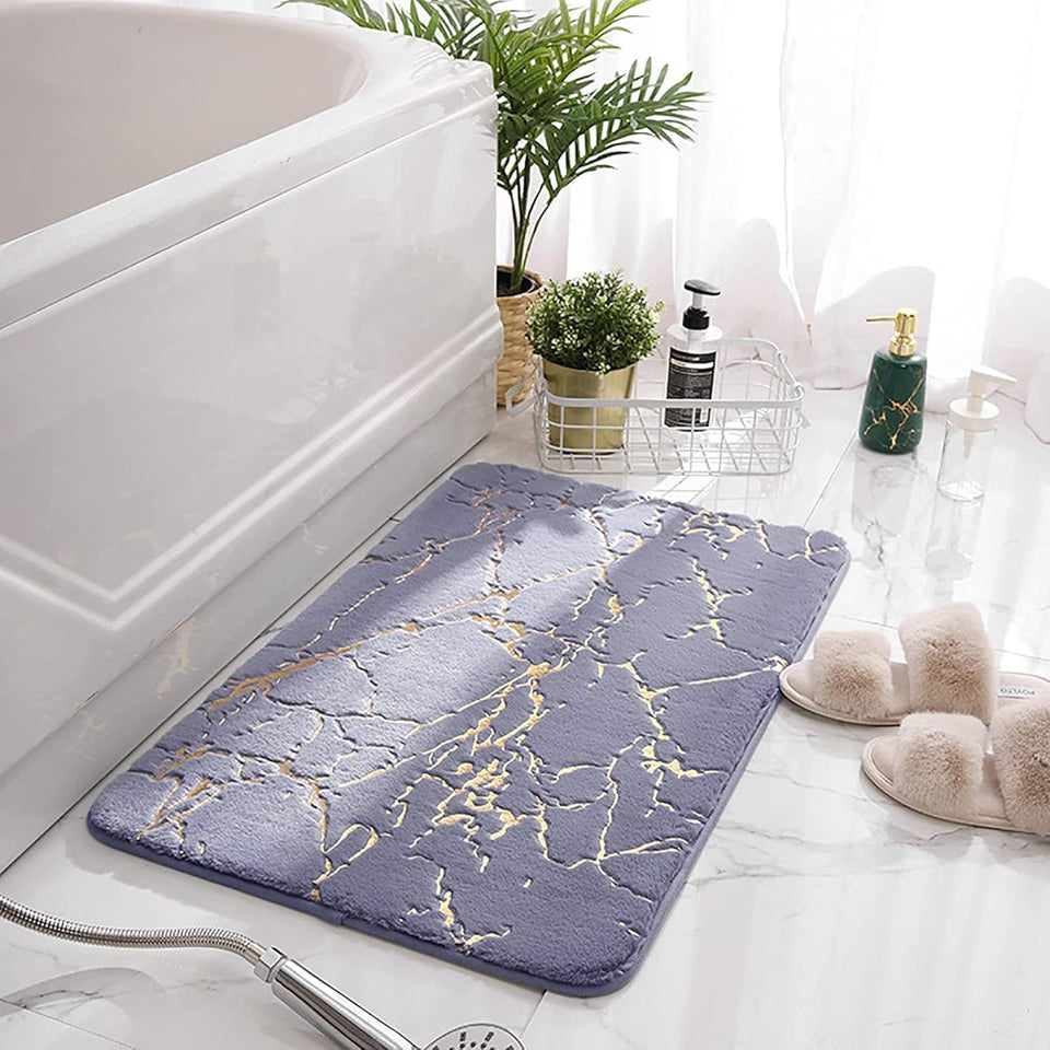 Memory Foam Bath Mat Marble Design Bathroom Rugs Super Water Absorbent Bath Mats for Bathroom Machine Washable Bath Rugs 40X60CM Marble Design