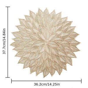 2/4/6 Hibiscus Flower Table Mat PVC Insulated Hollow Placemat Kitchen Dining Table Mat Coaster Cup Pad HomeTable Mats Wipeable Vinyl Place Mat for Holiday Wedding Dinner Table Decoration Mat