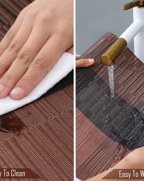 7 Pcs Dining Table Mat & Runner Set (Brown & Black) HZ BEDDING
