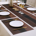 7 Pcs Dining Table Mat & Runner Set (Brown & Black) HZ BEDDING