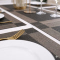 7 Pcs Dining Table Mat & Runner Set New ( Black & Golden ) HZ BEDDING