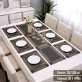 7 Pcs Dining Table Mat & Runner Set New ( Black & Golden ) HZ BEDDING