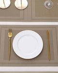 7 Pcs Dining Table Mat & Runner Set – Washable, Heat Resistant (Beige Boder) HZ BEDDING