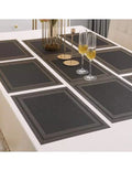 7 Pcs Dining Table Mat & Runner Set – Washable, Heat Resistant (Black & Golden) HZ BEDDING