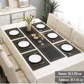 7 Pcs Dining Table Mat & Runner Set – Washable, Heat Resistant (Black & Golden) HZ BEDDING