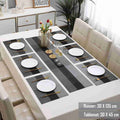 7 Pcs Dining Table Mat & Runner Set – Washable, Heat Resistant (Black & Grey) HZ BEDDING