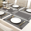 7 Pcs Dining Table Mat & Runner Set – Washable, Heat Resistant ( Gray) HZ BEDDING