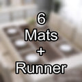 7 Pcs Dining Table Mat & Runner Set – Washable, Heat Resistant (Grey Boder) HZ BEDDING