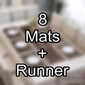 7 Pcs Dining Table Mat & Runner Set – Washable, Heat Resistant (Grey Boder) HZ BEDDING
