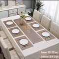 7 Pcs Dining Table Mat & Runner Set – Washable, Heat Resistant (Light Brown) HZ BEDDING