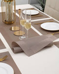 7 Pcs Dining Table Mat & Runner Set – Washable, Heat Resistant (Light Brown) HZ BEDDING
