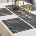 7 Pcs Dining Table Mat & Runner Set – Washable, Heat Resistant (Marble & Brown) HZ BEDDING