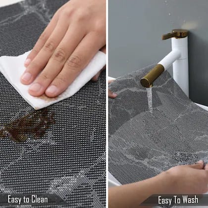 7 Pcs Dining Table Mat & Runner Set – Washable, Heat Resistant (Marble & Brown) HZ BEDDING