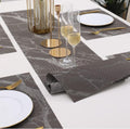 7 Pcs Dining Table Mat & Runner Set – Washable, Heat Resistant (Marble & Grey) HZ BEDDING
