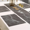 7 Pcs Dining Table Mat & Runner Set – Washable, Heat Resistant (Marble & Grey) HZ BEDDING