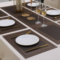 7 Pcs Dining Table Mat & Runner Set – Washable, Heat Resistant New Brown HZ BEDDING