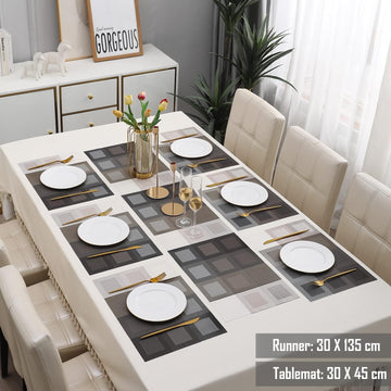 7 Pcs Dining Table Mat & Runner Set – Washable, Heat Resistant New Design HZ BEDDING