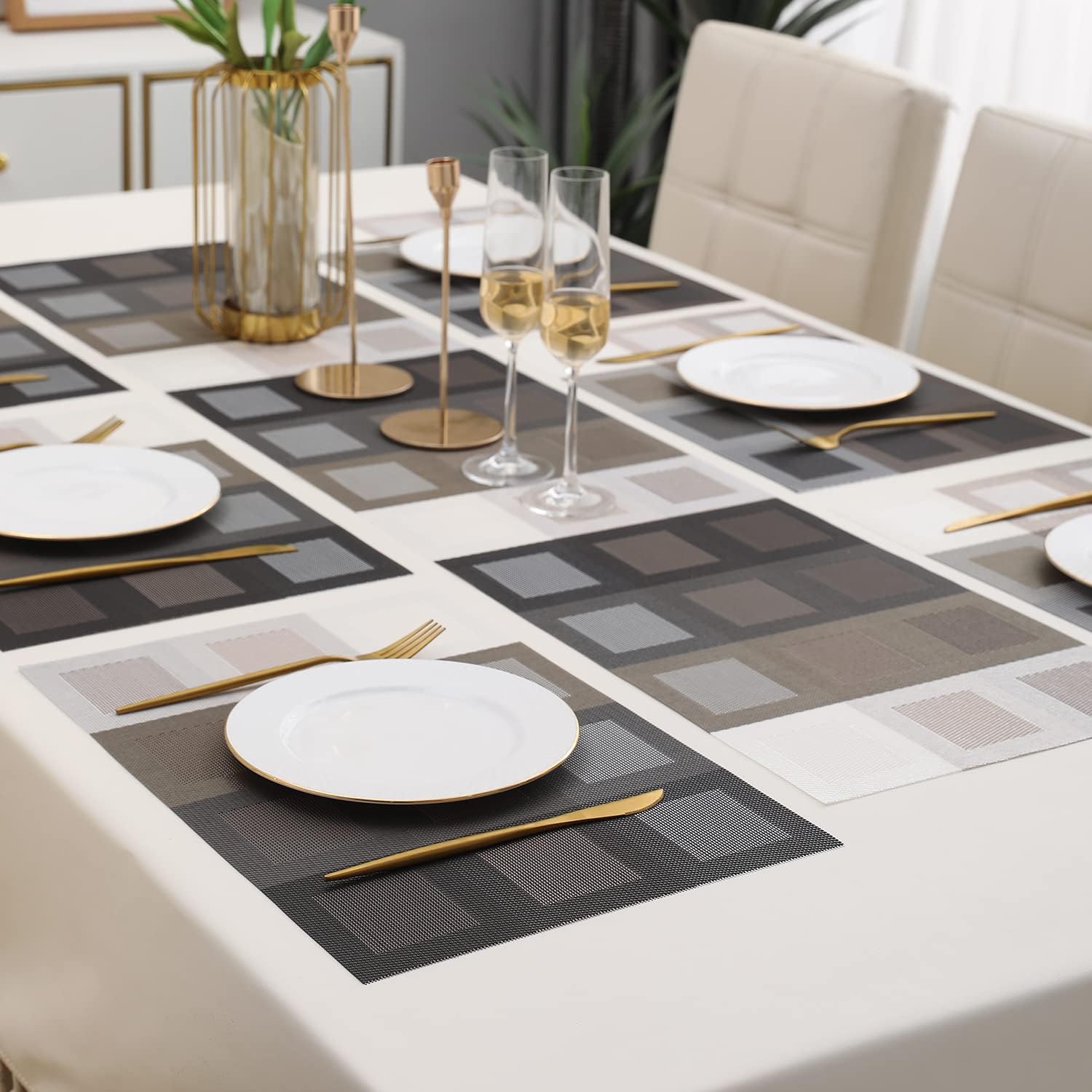 7 Pcs Dining Table Mat & Runner Set – Washable, Heat Resistant New Design HZ BEDDING
