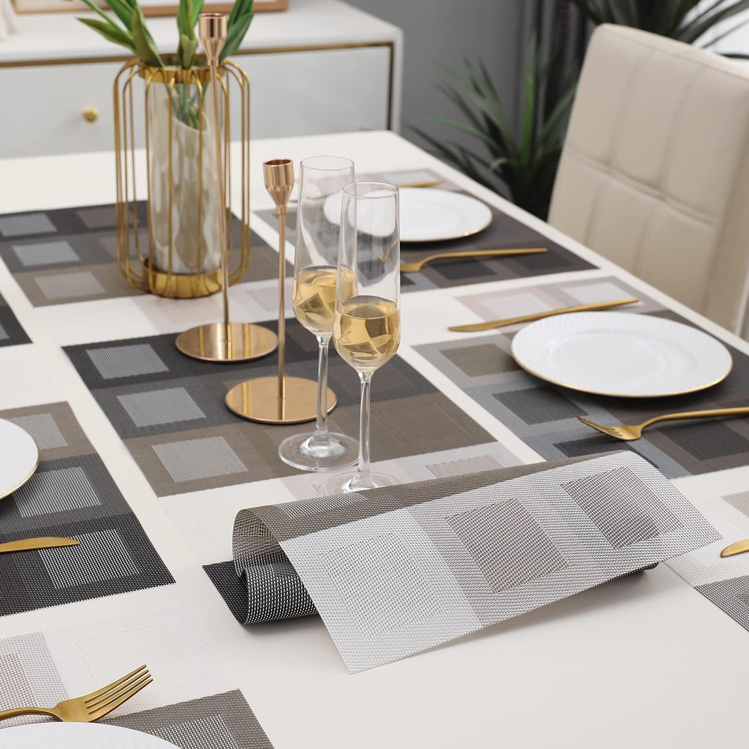 7 Pcs Dining Table Mat & Runner Set – Washable, Heat Resistant New Design HZ BEDDING