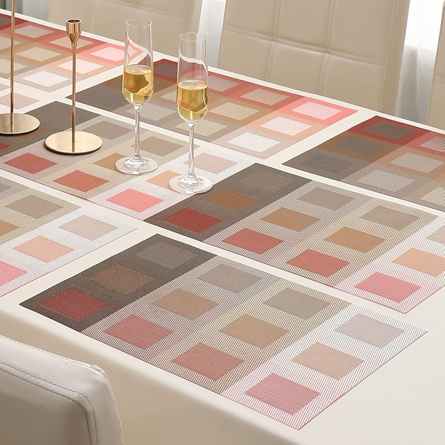 7 Pcs Dining Table Mat & Runner Set – Washable, Heat Resistant New Design A HZ BEDDING