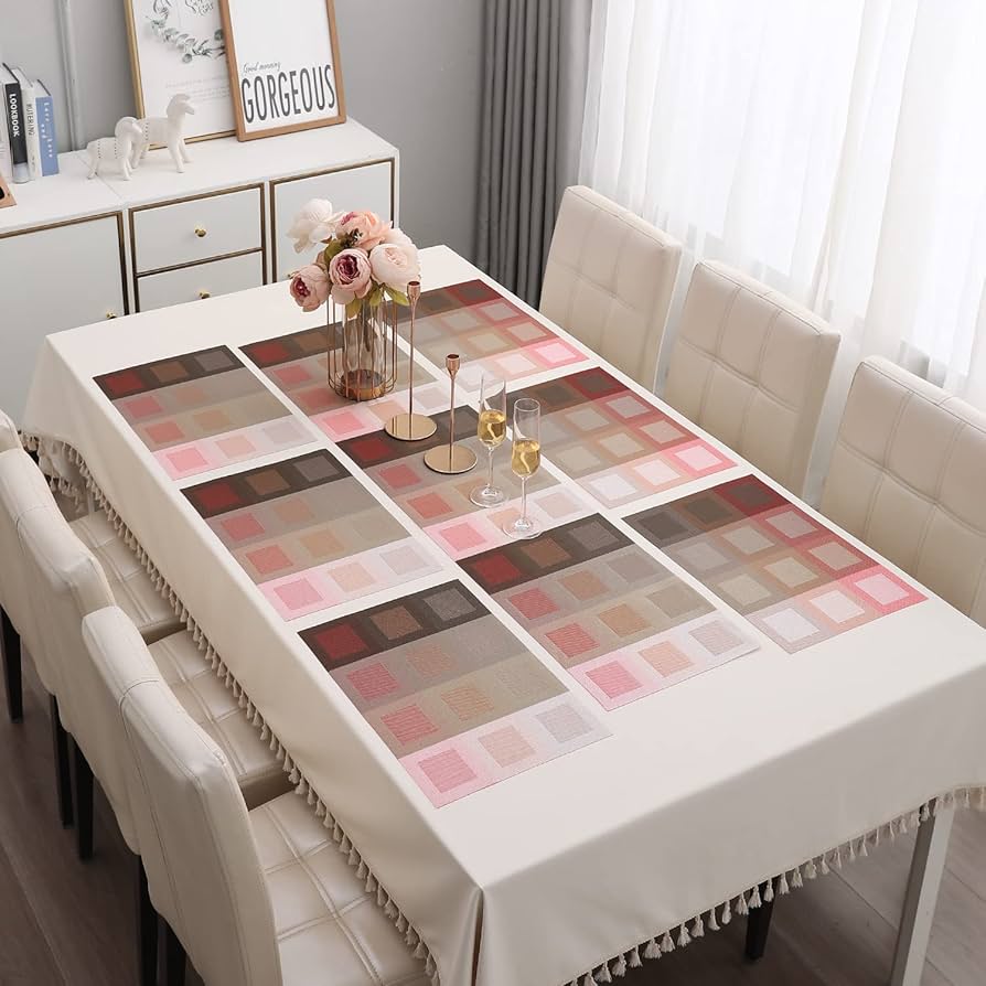 7 Pcs Dining Table Mat & Runner Set – Washable, Heat Resistant New Design A HZ BEDDING