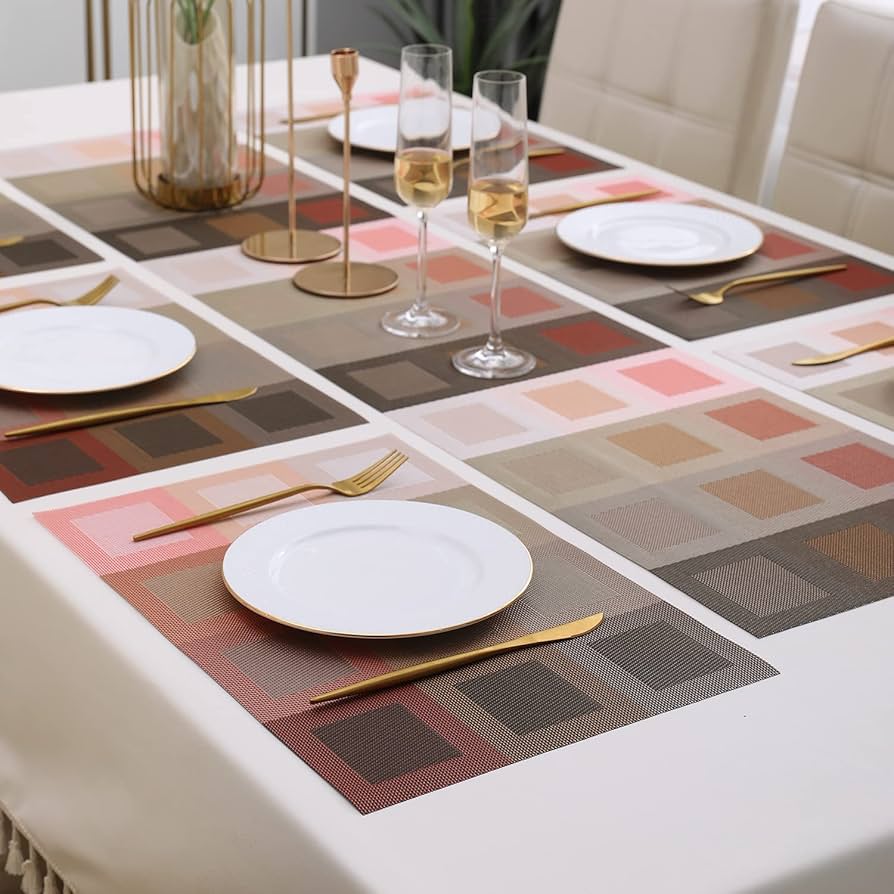 7 Pcs Dining Table Mat & Runner Set – Washable, Heat Resistant New Design A HZ BEDDING