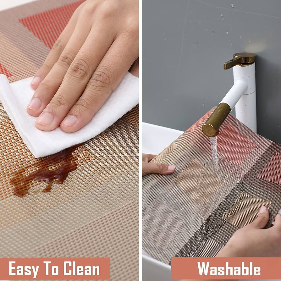 7 Pcs Dining Table Mat & Runner Set – Washable, Heat Resistant New Design A HZ BEDDING
