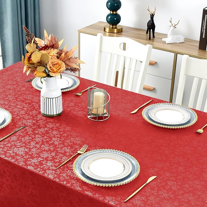 4 6 & 8 Seater Golden Color Tablecloth with beautiful Spill-Proof Table Cloth in Washable Oil Proof anti-scalding Pvc Vinyl Table Cover Decoration for Kitchen Dining