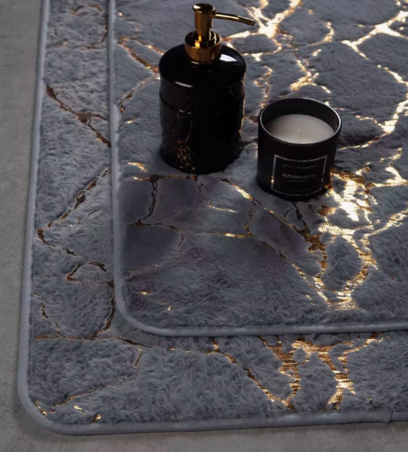 Memory Foam Bath Mat Marble Design Bathroom Rugs Super Water Absorbent Bath Mats for Bathroom Machine Washable Bath Rugs 40X60CM Marble Design