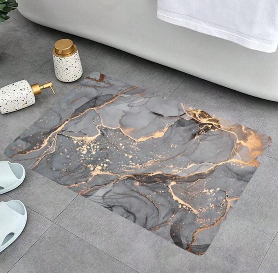 Marble Design Rectangle Super Water Absorbent Non-Slip Bath Mat Floor Mat for Bathroom Shower Room Tub Entrance Kitchen door mat