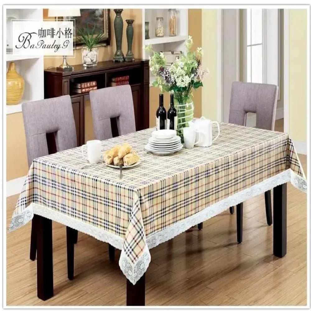 6 Seater Table Cover with beautiful White Lace HZ BEDDING