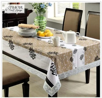 6 Seater Table Cover with beautiful White Lace HZ BEDDING