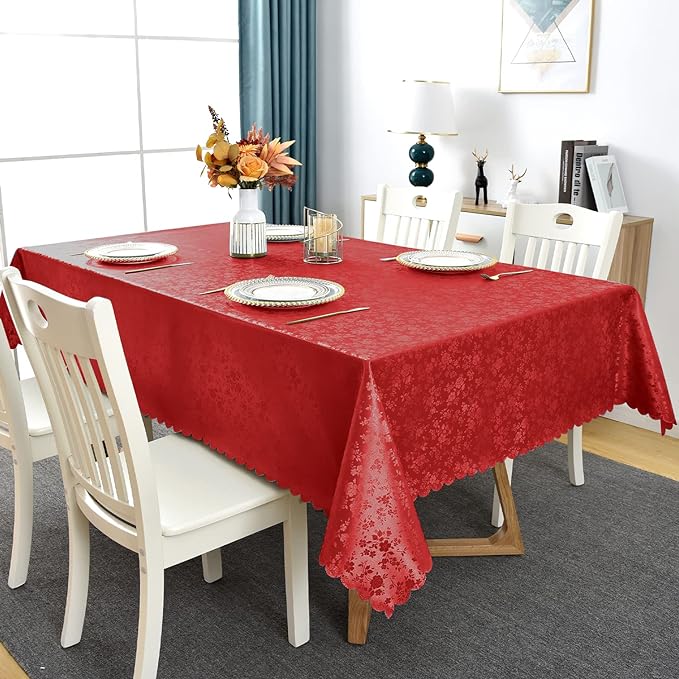 4 6 & 8 Seater Golden Color Tablecloth with beautiful Spill-Proof Table Cloth in Washable Oil Proof anti-scalding Pvc Vinyl Table Cover Decoration for Kitchen Dining