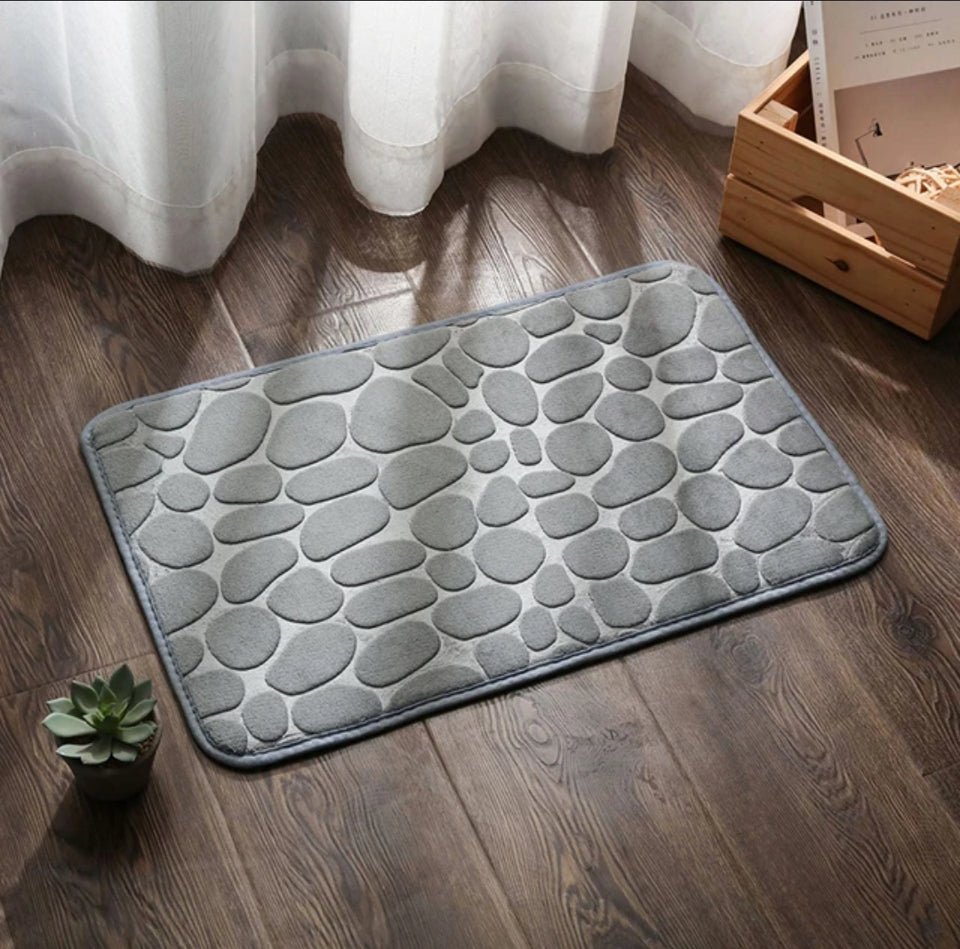 Memory Foam Bath Mat Cobblestone Bathroom Rugs Super Water Absorbent Bath Mats for Bathroom Machine Washable Bath Rugs 40X60CM