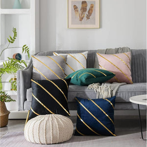 Decorative Throw Pillow Covers - Soft Velvet Gold Cushion Covers Pillow Cases for Sofa Bedroom Livingroom Car, 16 x 16