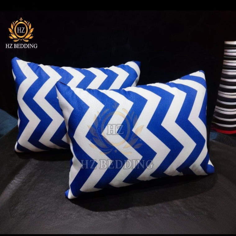 Modern Blue White Geometric Throw Cushion Case Chevron Grid Pillow Case High Quality Fashion Grid Zigzag Couch Decor 12 x 20