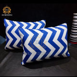 Modern Blue White Geometric Throw Cushion Case Chevron Grid Pillow Case High Quality Fashion Grid Zigzag Couch Decor 12 x 20