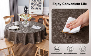 4 6 & 8 Seater DarBrown Tablecloth with beautiful Spill-Proof Table Cloth in Washable Oil Proof anti-scalding Pvc Vinyl Table Cover Decoration for Kitchen Dining 60X90